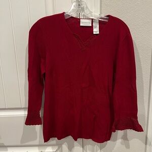 Liz Claiborne Red Ruffled 3/4 Sleeve Blouse